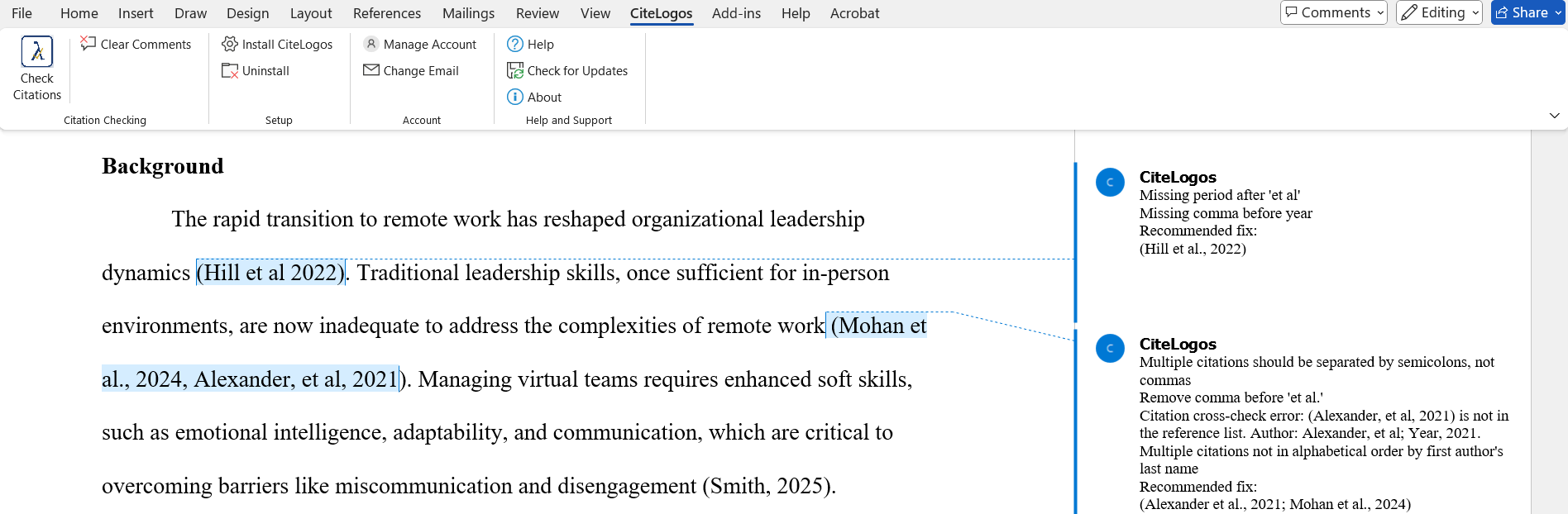 CiteLogos comment showing citation error